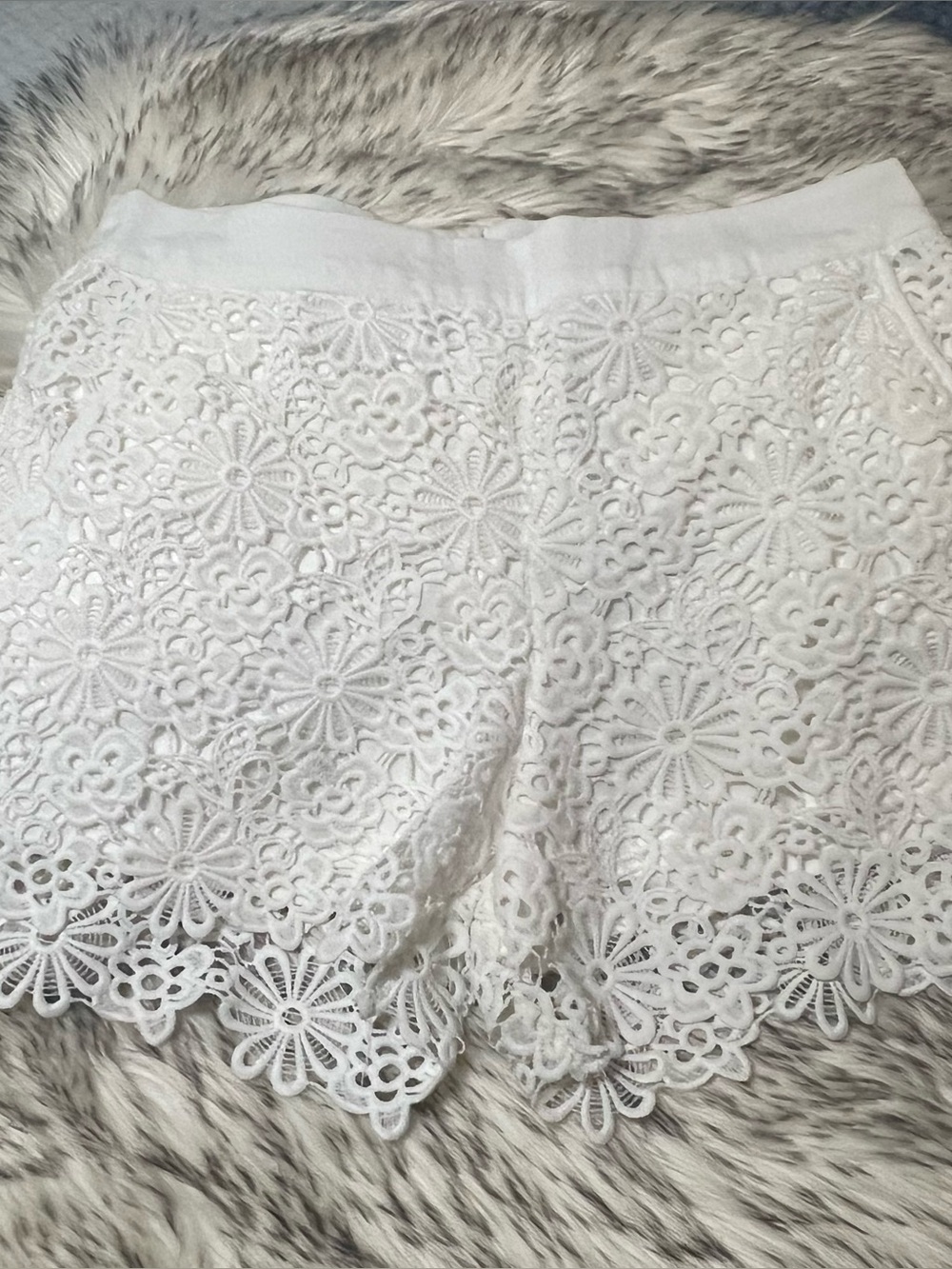 Monteau White Floral Crochet Lace Skorts